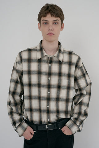 UNISEX WINTER FLANNEL CHECKED SHIRT BEIGE