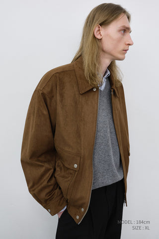 UNISEX ALTER-SUEDE ZIP-UP BLOUSON CAMEL SUEDE