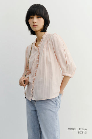 JANE FRILL BLOUSE SOFT PINK