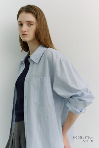 UNISEX OVERSIZED BD STRIPED SHIRT BLUE GREY STRIPE