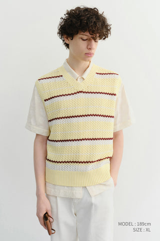 UNISEX CHUNKY STRIPED KNIT VEST BUTTER