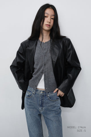 UNISEX CREWNECK KNIT CARDIGAN MELANGE GREY