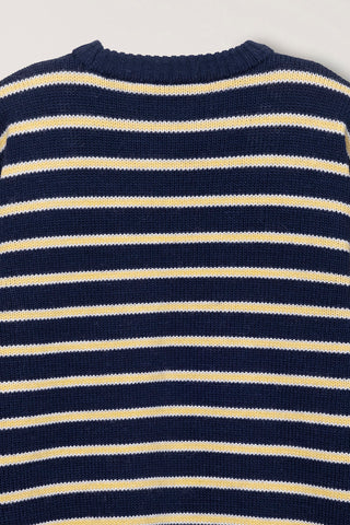 UNISEX STRIPED CHUNKY SWEATER NAVY