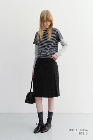 ESSENTIAL STRIPE LOGO T-SHIRT NAVY CREAM STRIPE