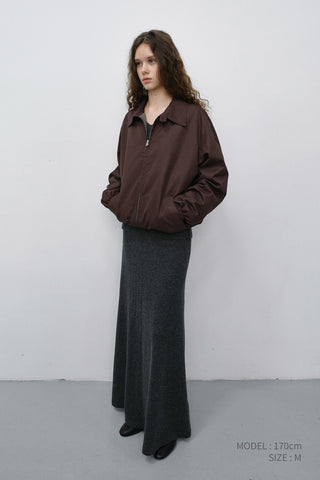 UNISEX COLLARED BLOUSON JACKET BROWN