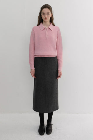 H-LINE LONG SKIRT GREY STRIPE