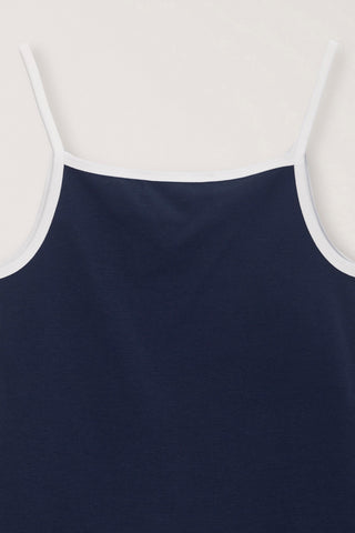 2-TONE TRIM SLEEVELESS TOP NAVY IVORY
