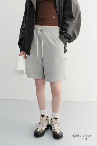 UNISEX LOGO SWEAT SHORTS MELANGE GREY