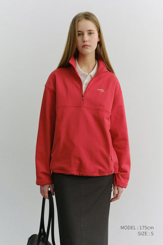 UNISEX RELAXED HALF ZIP-UP SWEATSHIRT RED