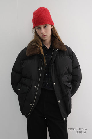 UNISEX COLLARED GOOSE DOWN JACKET BLACK