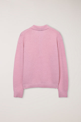 UNISEX HAIRY COLLARED SWEATER SOFT PINK