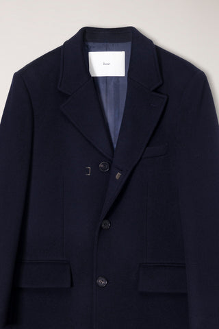 UNISEX 2-WAY 3 BUTTON CASHMERE COAT NAVY