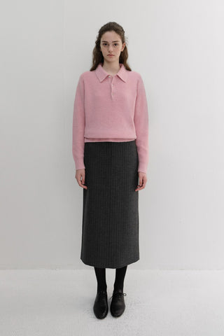 H-LINE LONG SKIRT GREY STRIPE