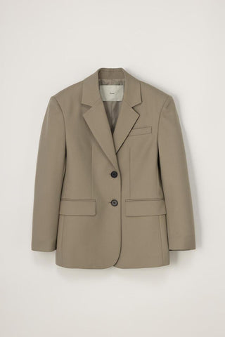 ESSENTIAL 2 BUTTON WOOL BLAZER SAND BEIGE