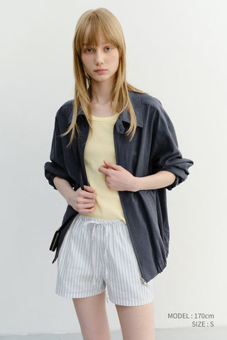 PAJAMA MINI SHORTS WHITE STRIPE