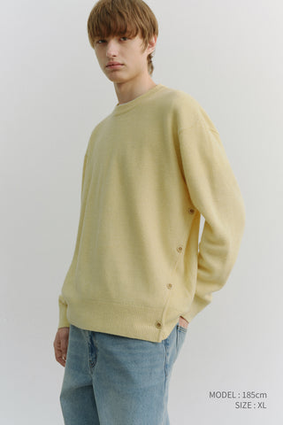UNISEX BUTTONED CREWNECK SWEATER BUTTER