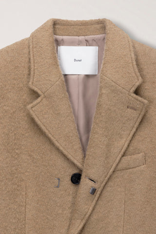 UNISEX 2-WAY 3 BUTTON BOUCLE WOOL COAT CAMEL