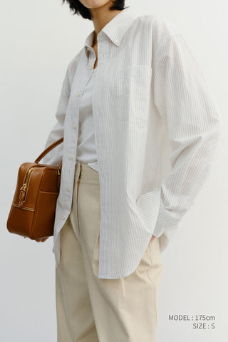 UNISEX CLASSIC STRIPED BD OVERSHIRT CREAM