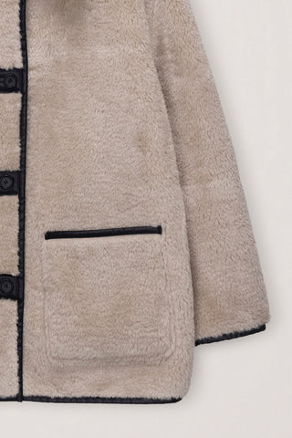 UNISEX REVERSIBLE SOFT SHEARLING HALF JACKET BLACK