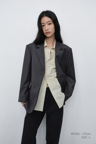 ESSENTIAL 2 BUTTON WOOL BLAZER MELANGE GREY