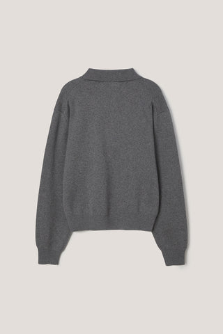 UNISEX CASHMERE COLLARED SWEATER MELANGE GREY