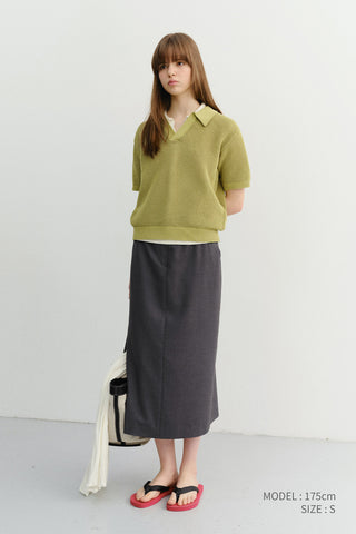 UNISEX CHUNKY POLO KNIT OLIVE