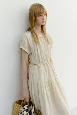 HALF SLEEVE DRESS LIGHT BEIGE