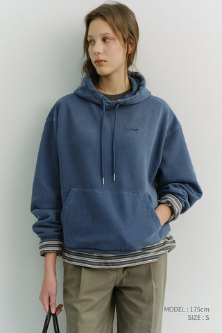 UNISEX GARMENT DYED HOODIE BLUE