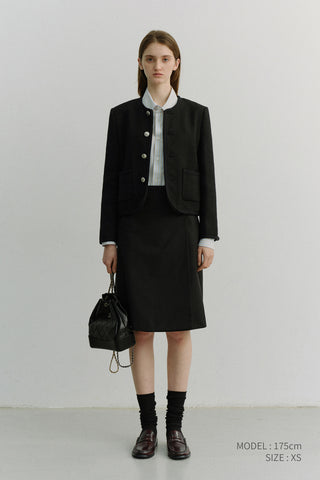 UNISEX CLASSIC BOUCLE TWEED JACKET BLACK