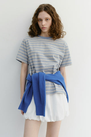 UNISEX STRIPED T-SHIRT MELANGE GREY BLUE