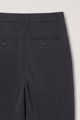 DOUBLE PLEATED WIDE SLACKS CHARCOAL GREY