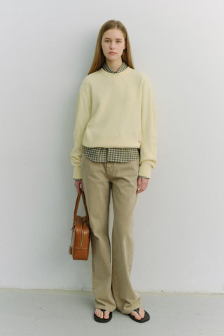 UNISEX BUTTONED CREWNECK SWEATER BUTTER
