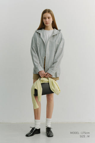 UNISEX CLASSIC HOODED SHIRT CREAM CHECK