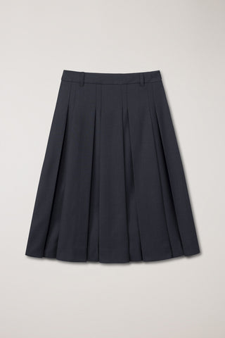 VOLUME PLEATS MIDI SKIRT CHARCOAL GREY