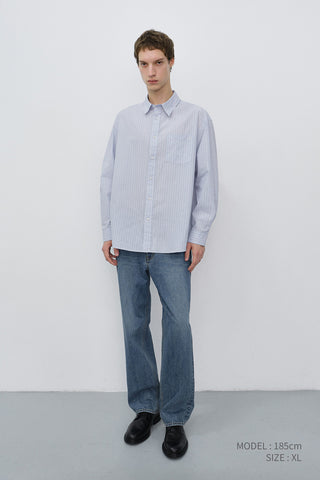 UNISEX INFORMAL SHIRT SOFT BLUE GREY STRIPE