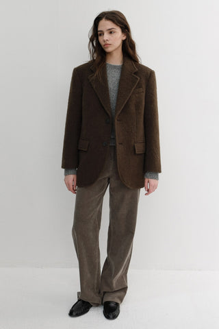 UNISEX ALPACA BLAZER COAT BROWN