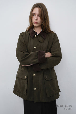 UNISEX WAXED COTTON HUNTING JACKET KHAKI