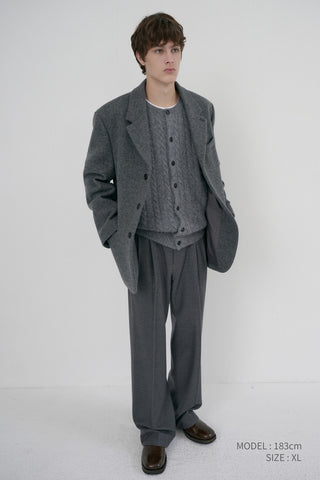 UNISEX 3 BUTTON WOOL BLAZER GREY