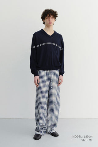 UNISEX CHECKED PAJAMA SLACKS NAVY CHECK