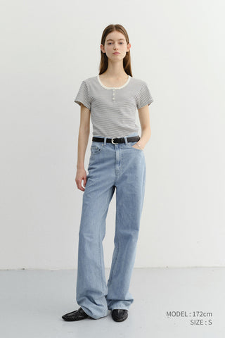 CLASSIC SCOOP NECK TOP BLUE STRIPE