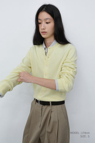 UNISEX CREWNECK KNIT CARDIGAN LEMON BUTTER