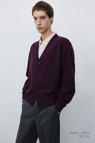 UNISEX V-NECK CARDIGAN PLUM