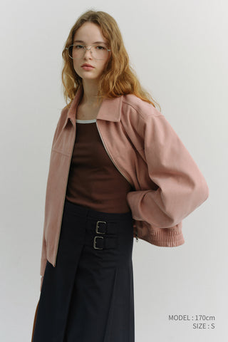 UNISEX ALTER-SUEDE COLLARED BLOUSON SOFT PINK