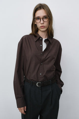 UNISEX REFINED COTTON SHIRT DARK BROWN