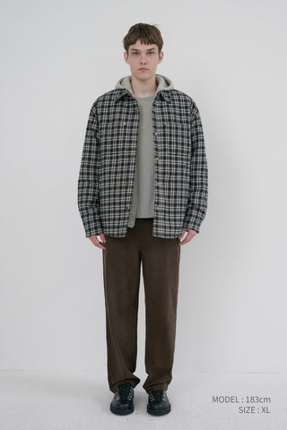 UNISEX QUILTED FLANNEL SHIRT BLACK CHECK