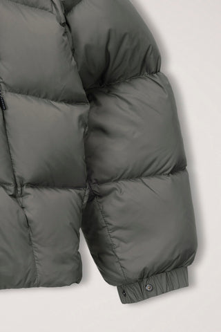 UNISEX HOODED VOLUME GOOSE DOWN JACKET GREYISH KHAKI