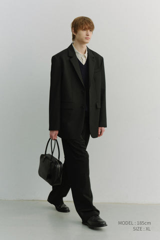 UNISEX 2 BUTTON WOOL BLAZER BLACK