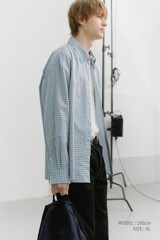UNISEX OVERSIZED BD CHECKED SHIRT SOFT BLUE CHECK
