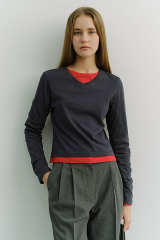 ESSENTIAL PETIT V-NECK T-SHIRT NAVY