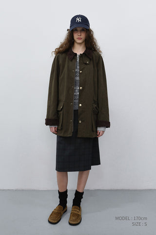 UNISEX WAXED COTTON HUNTING JACKET KHAKI